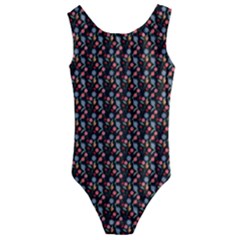 Vintage Floral Black Kids  Cut-out Back One Piece Swimsuit