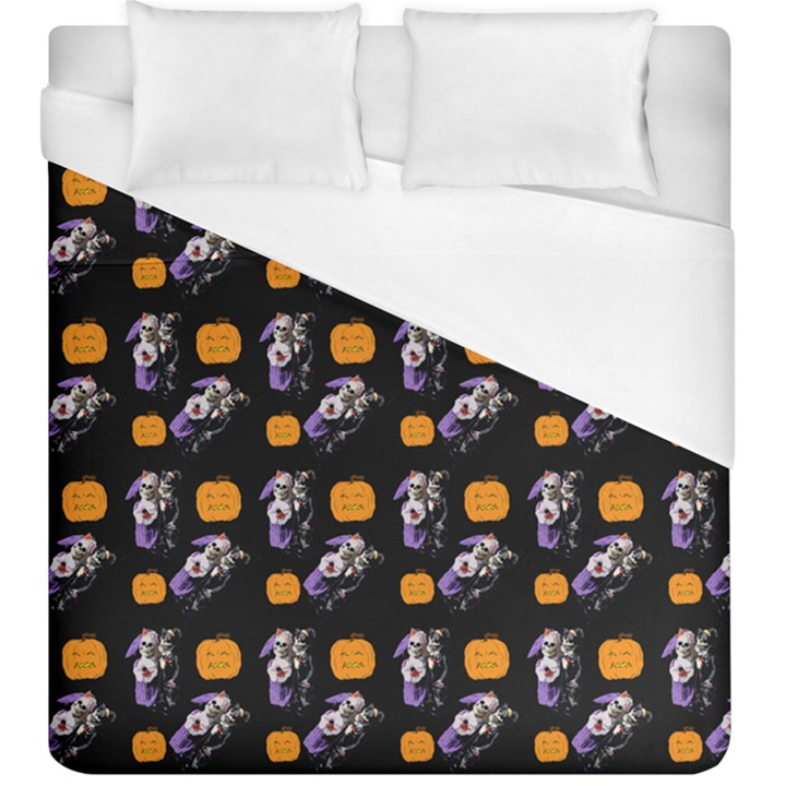 Halloween Skeleton Pumpkin Pattern Black Duvet Cover (King Size)