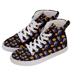 Halloween Skeleton Pumpkin Pattern Black Women s Hi-top Skate Sneakers by snowwhitegirl