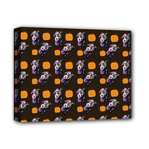 Halloween Skeleton Pumpkin Pattern Brown Deluxe Canvas 14  X 11  (stretched) by snowwhitegirl