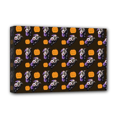 Halloween Skeleton Pumpkin Pattern Brown Deluxe Canvas 18  X 12  (stretched) by snowwhitegirl