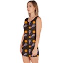 Halloween Skeleton Pumpkin Pattern Brown Bodycon Dress View2