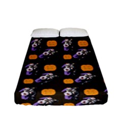 Halloween Skeleton Pumpkin Pattern Brown Fitted Sheet (full/ Double Size) by snowwhitegirl