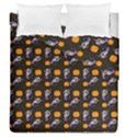 Halloween Skeleton Pumpkin Pattern Brown Duvet Cover Double Side (Queen Size) View1