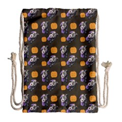 Halloween Skeleton Pumpkin Pattern Brown Drawstring Bag (large) by snowwhitegirl