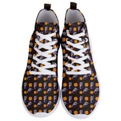 Halloween Skeleton Pumpkin Pattern Brown Men s Lightweight High Top Sneakers