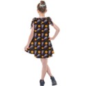 Halloween Skeleton Pumpkin Pattern Brown Kids  Tie Up Tunic Dress View2