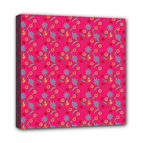 Vintage Floral Pink Mini Canvas 8  x 8  (Stretched)