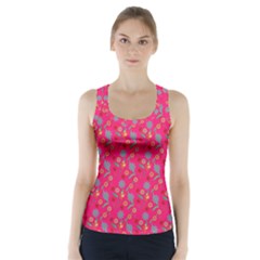 Vintage Floral Pink Racer Back Sports Top