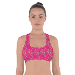 Vintage Floral Pink Cross Back Sports Bra