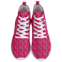 Vintage Floral Pink Men s Lightweight High Top Sneakers