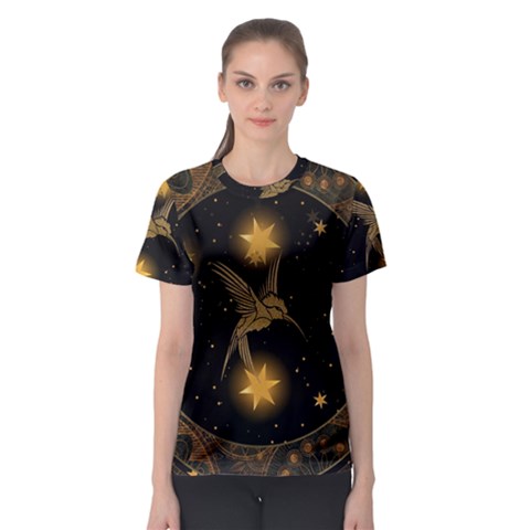 Wonderful Hummingbird With Stars Women s Sport Mesh Tee by FantasyWorld7