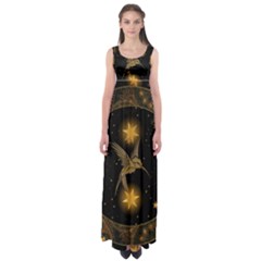 Wonderful Hummingbird With Stars Empire Waist Maxi Dress by FantasyWorld7