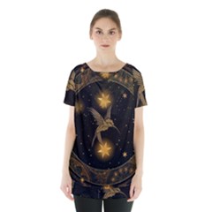 Wonderful Hummingbird With Stars Skirt Hem Sports Top by FantasyWorld7