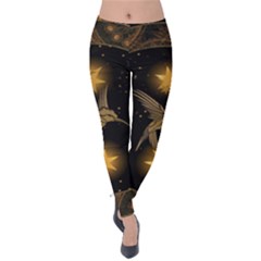 Wonderful Hummingbird With Stars Velvet Leggings by FantasyWorld7