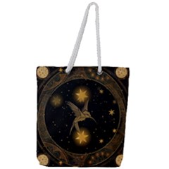 Wonderful Hummingbird With Stars Full Print Rope Handle Tote (large) by FantasyWorld7