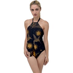 Wonderful Hummingbird With Stars Go With The Flow One Piece Swimsuit