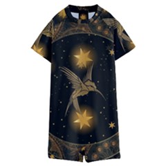 Wonderful Hummingbird With Stars Kids  Boyleg Half Suit Swimwear