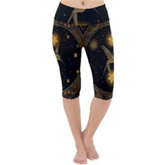 Wonderful Hummingbird With Stars Lightweight Velour Cropped Yoga Leggings by FantasyWorld7