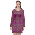 Modern Asian Ornate Pattern Long Sleeve Chiffon Shift Dress  View1