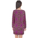 Modern Asian Ornate Pattern Long Sleeve Chiffon Shift Dress  View2