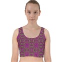 Modern Asian Ornate Pattern Velvet Racer Back Crop Top View1