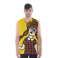 Girl With Popsicle Yellow Background Men s Basketball Tank Top by snowwhitegirl