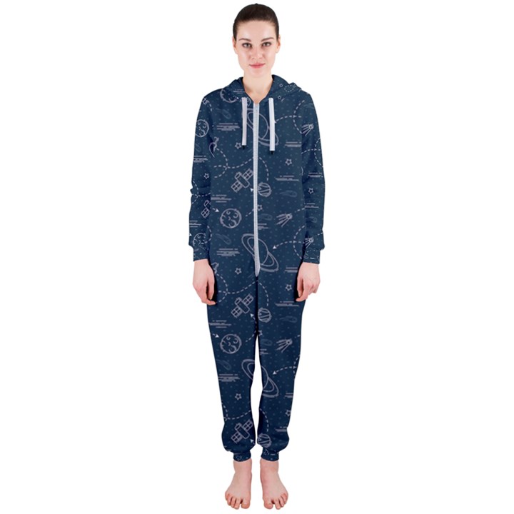 Retro Space Pattern Hooded Jumpsuit (Ladies) 