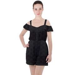 Victorian Paisley Black Ruffle Cut Out Chiffon Playsuit