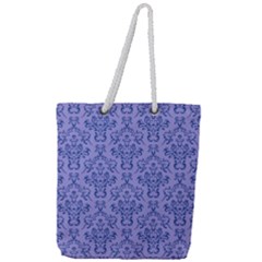 Victorian Blue Ornamental Full Print Rope Handle Tote (large) by snowwhitegirl