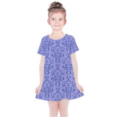 Victorian Blue Ornamental Kids  Simple Cotton Dress