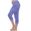 Victorian Blue Ornamental Lightweight Velour Capri Yoga Leggings View2