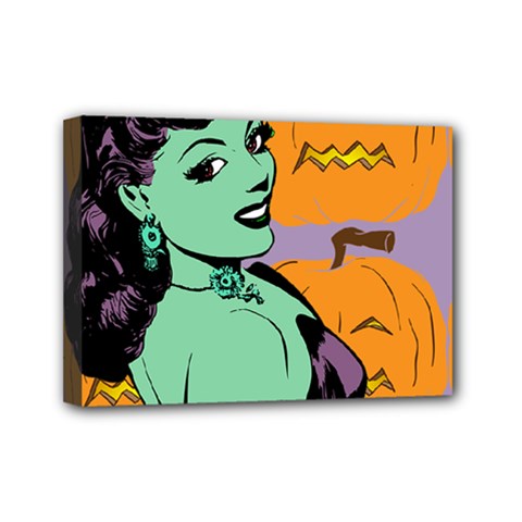 Zombie Retro Girl Mini Canvas 7  X 5  (stretched) by snowwhitegirl