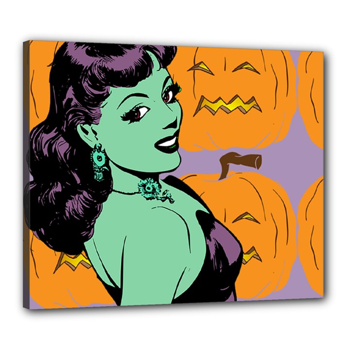 Zombie Retro Girl Canvas 24  x 20  (Stretched)