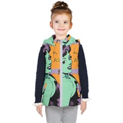 Zombie Retro Girl Kid s Hooded Puffer Vest