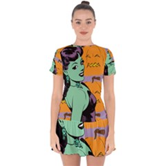 Zombie Retro Girl Drop Hem Mini Chiffon Dress by snowwhitegirl