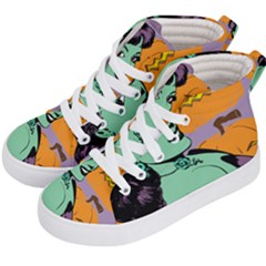 Zombie Retro Girl Kid s Hi-top Skate Sneakers by snowwhitegirl