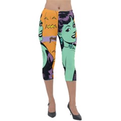 Zombie Retro Girl Lightweight Velour Capri Leggings 