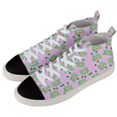 Green Alien Monster Pattern Pink Men s Mid-top Canvas Sneakers by snowwhitegirl