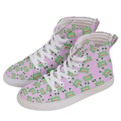 Green Alien Monster Pattern Pink Men s Hi-top Skate Sneakers by snowwhitegirl