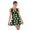 Green Alien Monster Pattern Black Cotton Racerback Dress View1