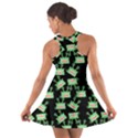 Green Alien Monster Pattern Black Cotton Racerback Dress View2