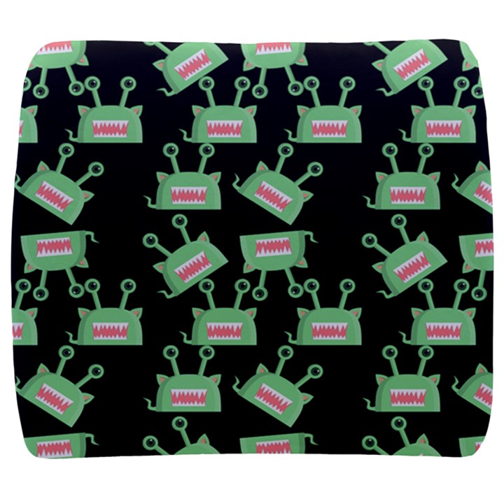 Green Alien Monster Pattern Black Back Support Cushion