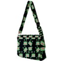 Green Alien Monster Pattern Black Full Print Messenger Bag View2