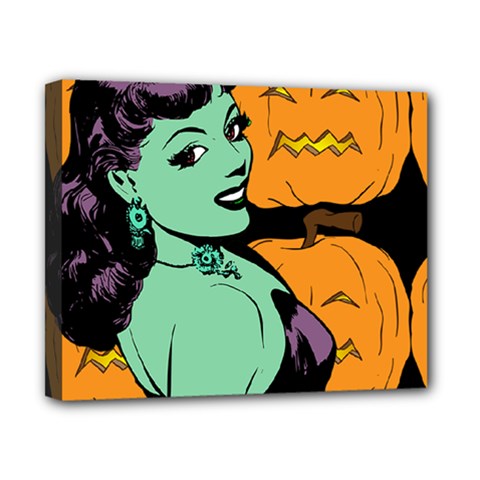 Zombie Retro Girl Black Canvas 10  X 8  (stretched) by snowwhitegirl