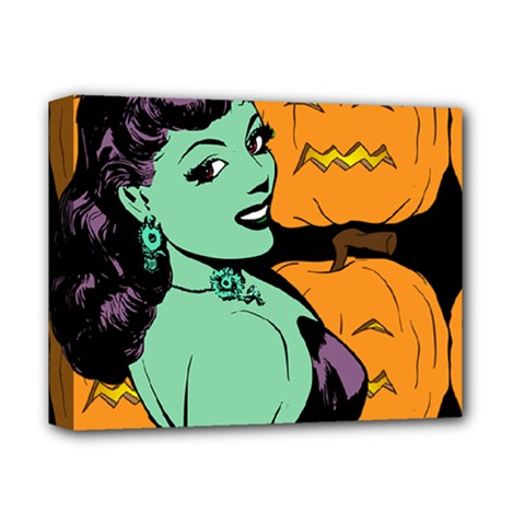 Zombie Retro Girl Black Deluxe Canvas 14  X 11  (stretched) by snowwhitegirl