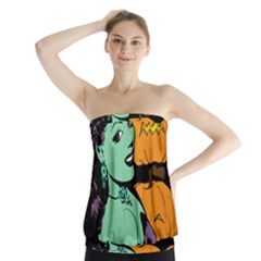 Zombie Retro Girl Black Strapless Top by snowwhitegirl