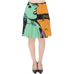 Zombie Retro Girl Black Velvet High Waist Skirt by snowwhitegirl