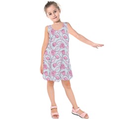 Pink Roses Pattern Kids  Sleeveless Dress by JadehawksAnD