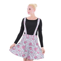 Pink Roses Pattern Suspender Skater Skirt by JadehawksAnD